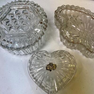 3 Glass Trinket Boxes