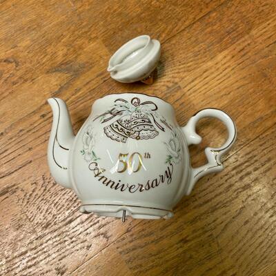 Vintage Lefton 50th Anniversary Musical Teapot