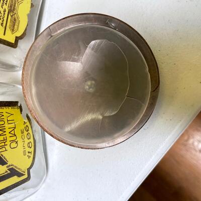Vintage 3 Anchor Hocking Labeled Glass Canister Wood Lid Flour Sugar Tea