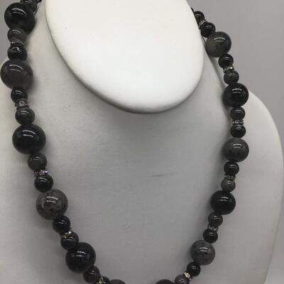 Grey and Black Fashion Heavy Beaded Necklace