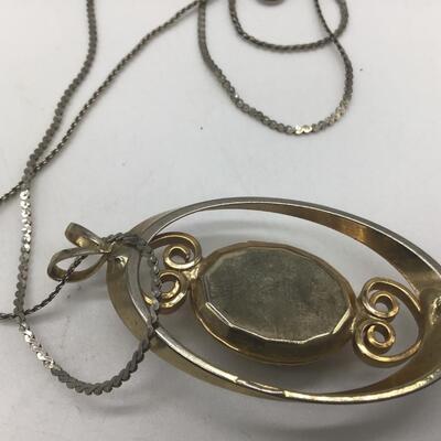 Vintage Locket Necklace. Gold Tone. With silver Tone Chain