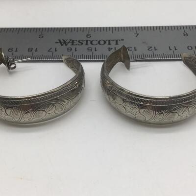 Large Silver Tone Hoop Earrings
