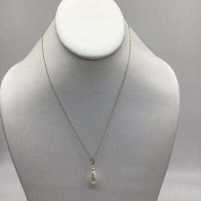 925 Silver Chain with Faux Pearl Pendant