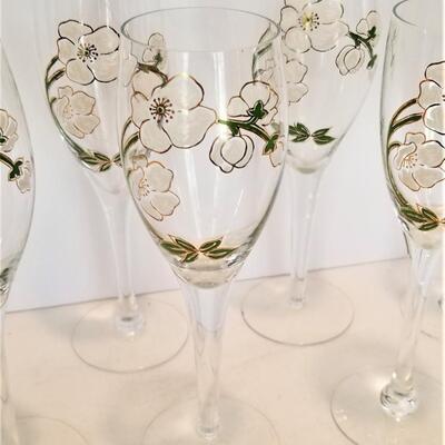 Lot #156  Lot of 7 Painted Flutes - Dogwood Design - nice!