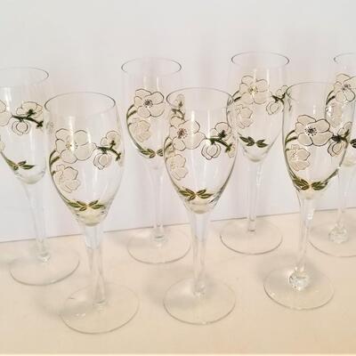 Lot #156  Lot of 7 Painted Flutes - Dogwood Design - nice!