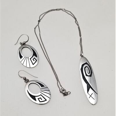 Lot #158  Sterling Silver Necklace and Earring Set