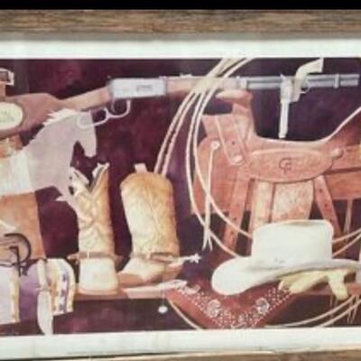 Signed and number print by Gary Harvard â€œTools of the Tradeâ€ 42 x 30.  Beautiful wood frame.