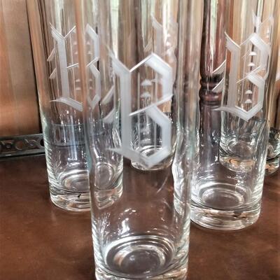 Lot #170  Nice Set of Vintage Bar Glasses - Initial "B"