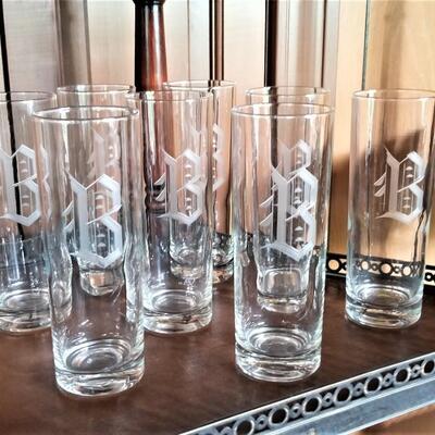 Lot #170  Nice Set of Vintage Bar Glasses - Initial "B"