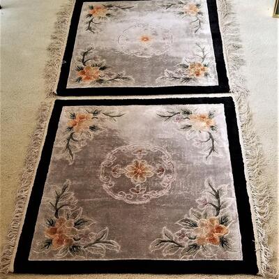 Lot #174  Pair of "Double Peach" Hand Knitted Carpets - great condition