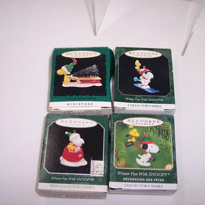 Lot of 4 SNOOPY Hallmark Mini Ornaments