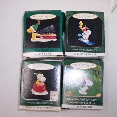Lot of 4 SNOOPY Hallmark Mini Ornaments