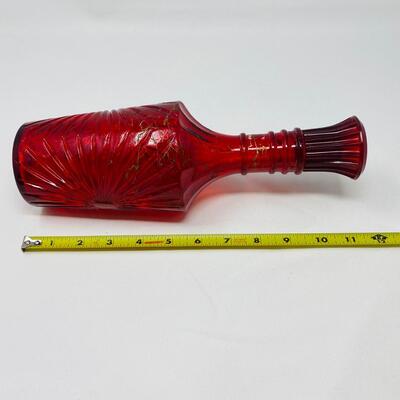 UNIQUE RED W/ GOLD ACCENTS LIQUOR BOTTLE