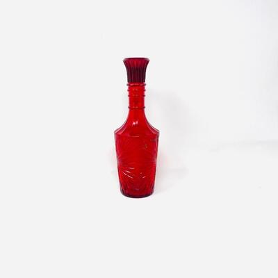 UNIQUE RED W/ GOLD ACCENTS LIQUOR BOTTLE