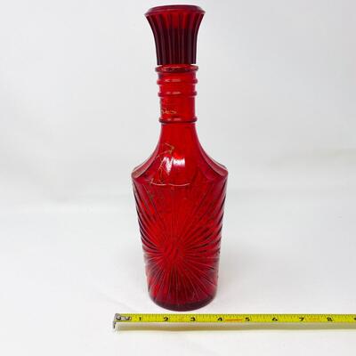 UNIQUE RED W/ GOLD ACCENTS LIQUOR BOTTLE