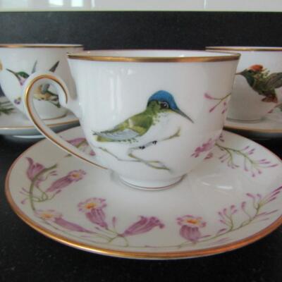 Set of Three Hummingbirds of the World Tea Cups with Saucers