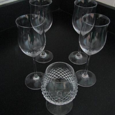 Waterford Crystal- Four Wine Glasses (Marquis) and One Brandy Snifter