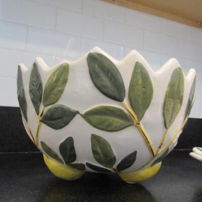 Hand Painted Italian Bowl with Under Plate- Lemon Themed