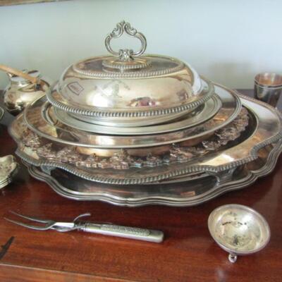 Assortment of Metal Serving Pieces/Dishes- Some Silver Plated