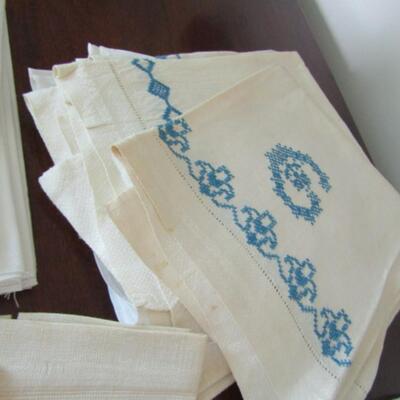 Collection of Table Linens- Table Cloths and Napkins- Some with Needlework/Embroidery