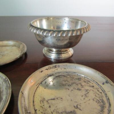 Sterling Silver- Small Round Dishes/Coasters and One Small Footed Bowl- Total Weight =200 Grams