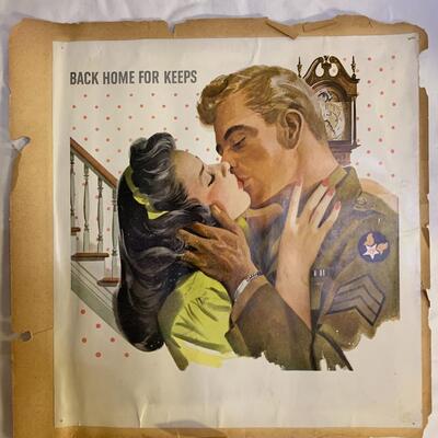 WW2 Advertisement â€œBack Home for Keepsâ€ Jon Whitcom illustrator 12â€ x 12â€ approx