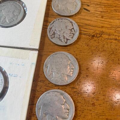 Vintage Buffalo Nickel Indian Head Coin Lot 8 Coins Total 1920s/30s