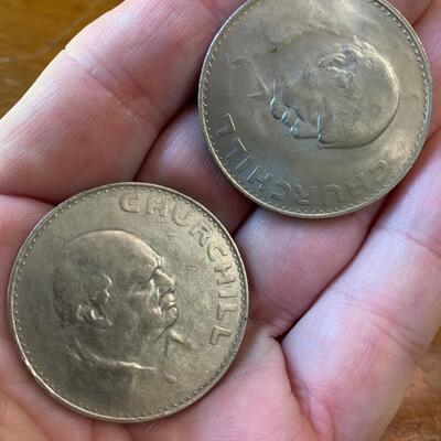 PAIR of 1965 CHURCHILL Large Coins British Crowns