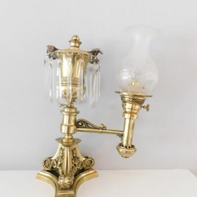 Vintage Large Brass Finish Regency Design Electric Lamp with Spear Crystal Accents Choice A