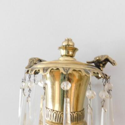 Vintage Large Brass Finish Regency Design Electric Lamp with Spear Crystal Accents Choice A