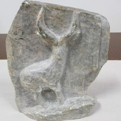 Tribal Art Double Sided Carved Stone Deer/Antelope