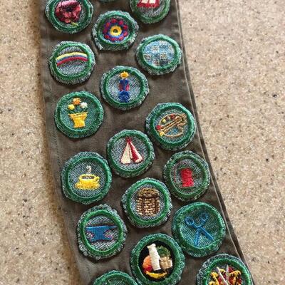 Vintage 1940's / 1950's Girl Scout Sash / Badges / Patches / Pins / Brownies  Twill Cotton - Tulsa, OK