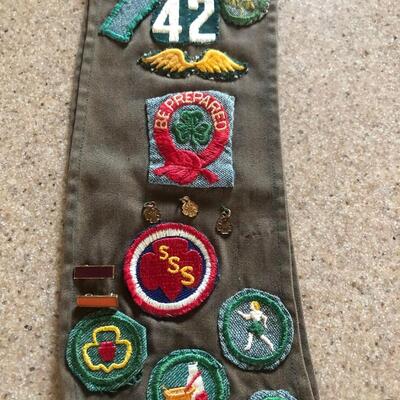 Vintage 1940's / 1950's Girl Scout Sash / Badges / Patches / Pins / Brownies  Twill Cotton - Tulsa, OK