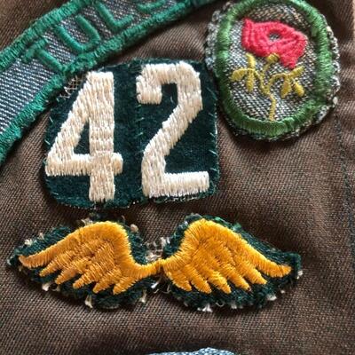 Vintage 1940's / 1950's Girl Scout Sash / Badges / Patches / Pins / Brownies  Twill Cotton - Tulsa, OK
