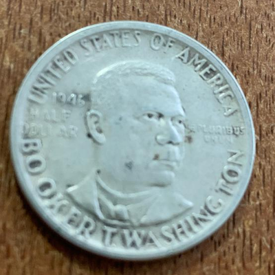 1946 Booker T Washington Half Dollar Silver Coin Birthplace Memorial