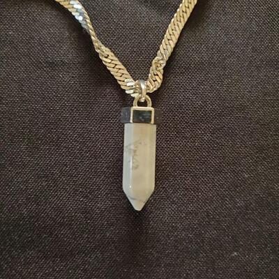 White Jade and Sterling Necklace
