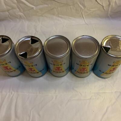Tennents Lager Penny Series - 5 empty cans. Scottish beer cans