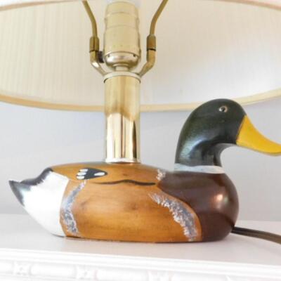 Painted Wood Duck Decoy Lamp with Shade
