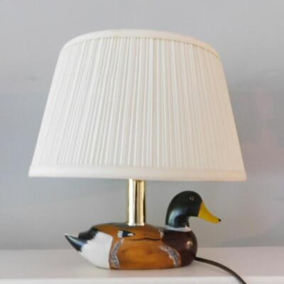 Painted Wood Duck Decoy Lamp with Shade