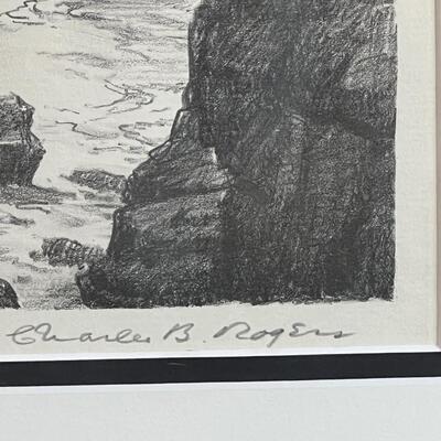Prairie Printmaker Charles Rogers original signed litho Turbulent Coast
