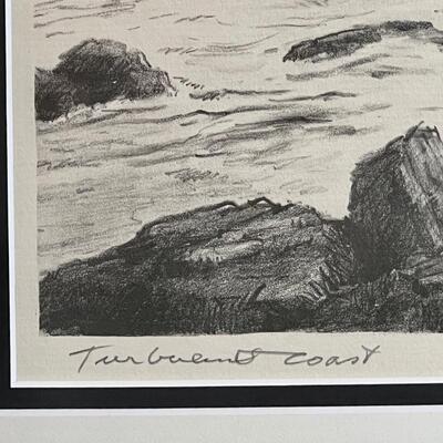 Prairie Printmaker Charles Rogers original signed litho Turbulent Coast