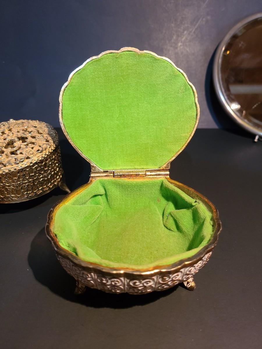 LOT 12 Vintage Vanity Mirror & Trinket Jewelry Boxes