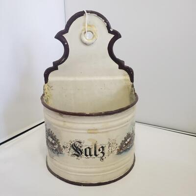 Antique Enameled German Salt Container