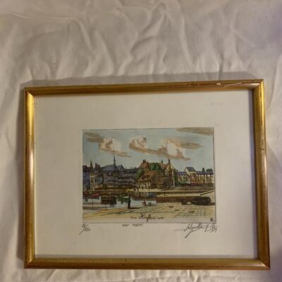 Framed Art of Honfleur, France 10â€ wide x 7.5â€ high