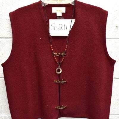 Burgundy Women's Vest Ensemble