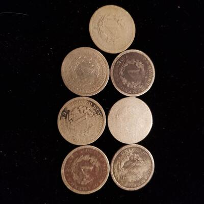 Liberty Nickels 1892 1893 1895 lot of 7 coins