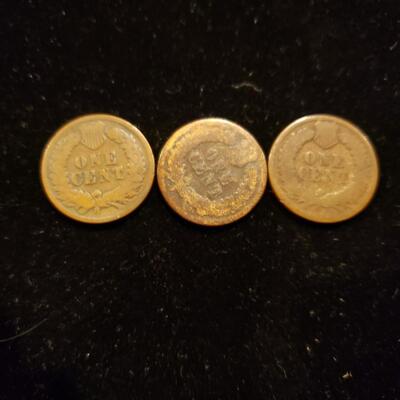 Indian Cents 1873, 1876, 1878 lot of 3 coins