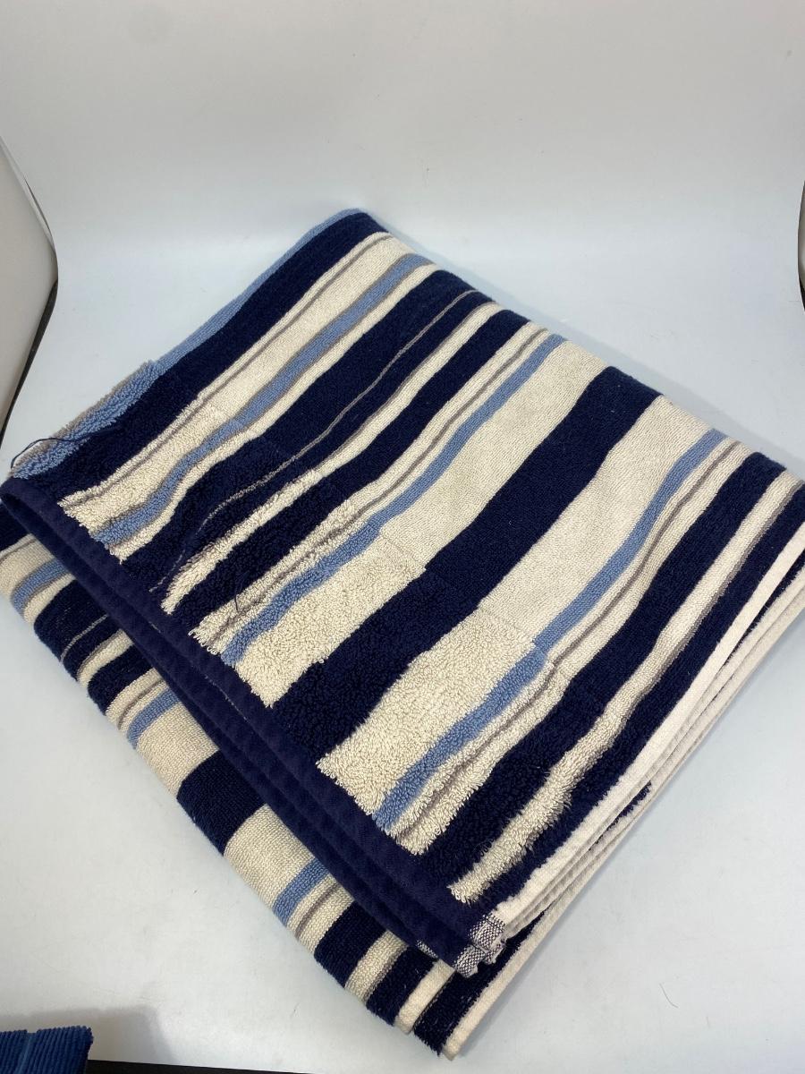Navy Blue Hand Towels & Striped Bath Towel