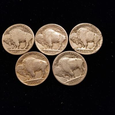 Buffalo Nickels 1916-S, 1925-P, 1927-S, 1920-D, 1928-D lot of 5 coins