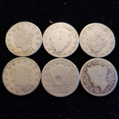 Liberty Nickel 1897 lot of 6 coins